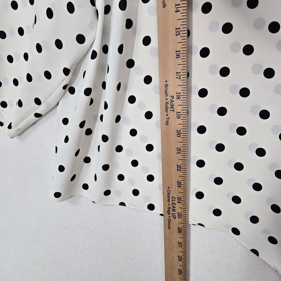Talbots Side Tie Dot Print Top Sz 3X White Black Polka Dot 3/4 Sleeve READ - Picture 9 of 14
